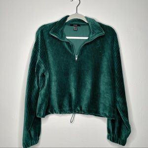 Forever 21 Ribbed Drop Sleeve Half-zip Pullover Jacket